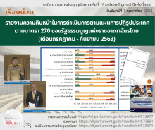 อินโฟกราฟิก เรื่อง รายงานความคืบหน้าในการดำเนินการตามแผนการปฏิรูปประเทศตามมาตรา 270 ของรัฐธรรมนูญแห่งราชอาณาจักรไทย (เดือนกรกฎาคม - กันยายน 2563)
