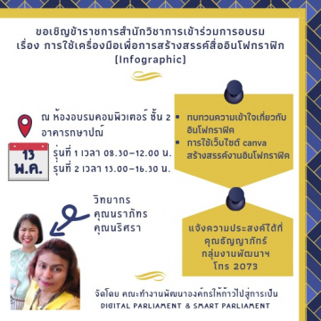 การฝึกอบรม เรื่อง การใช้เครื่องมือเพื่อการสร้างสรรค์สื่ออินโฟกราฟิก (Infographic) ภาพที่ 5